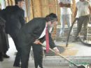 The first shovel of concrete. The first shovel of concrete.
